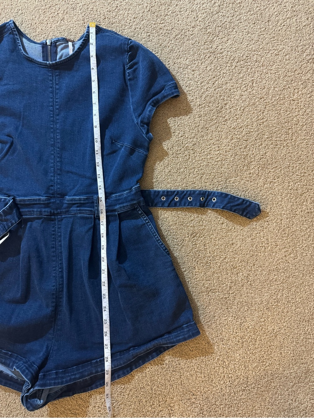 Free People Charlotte Romper Blue Denim Belted Short Sleeve Small - Picture 10 of 11